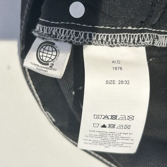 GANNI Sheldon Black Slit Hem Straight Leg Jeans Cotton Size 28 x32 Classic Denim - Picture 8 of 12